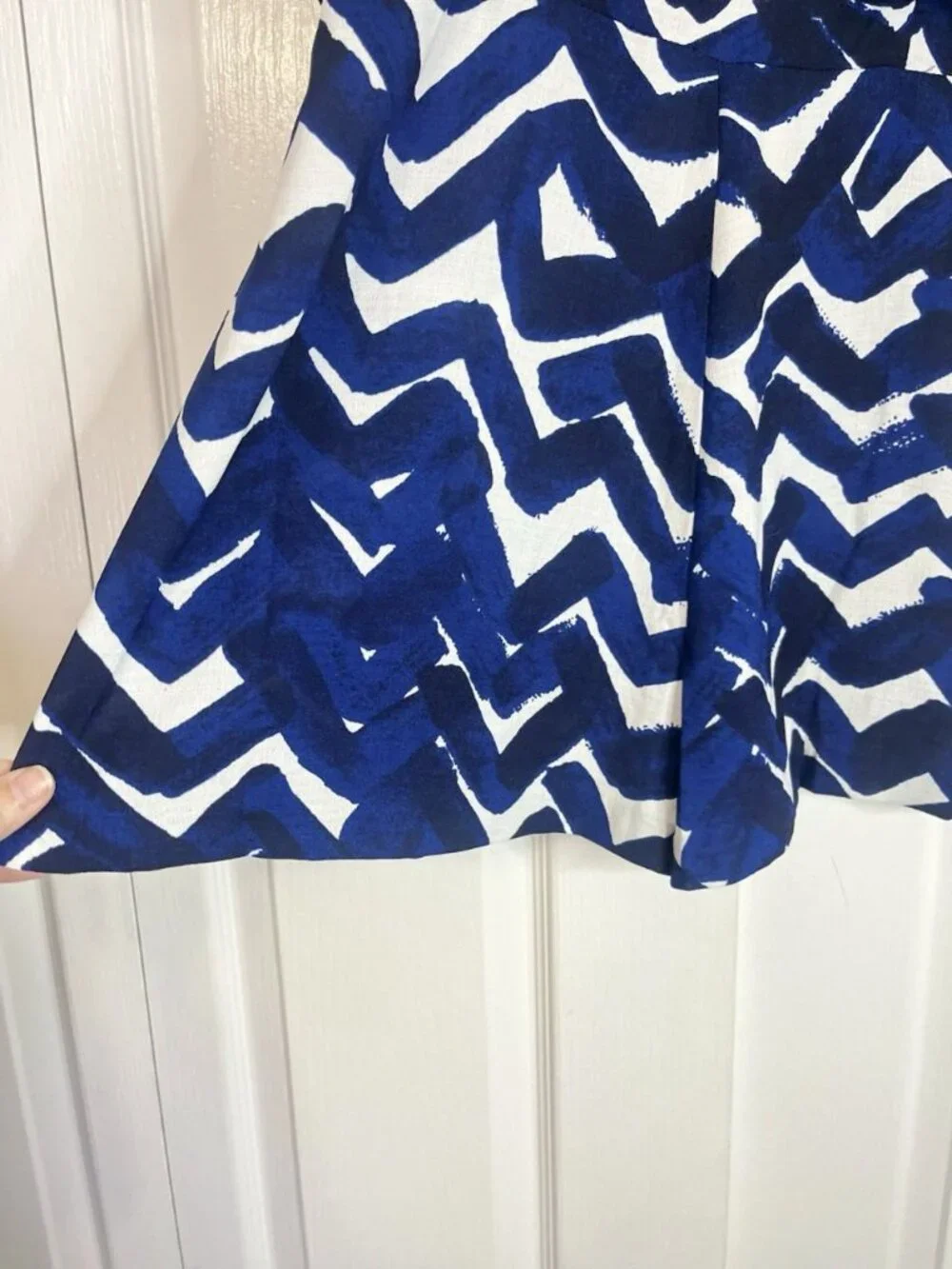 Flying Tomato Off The Shoulder Romper Sz L Abstract Blue Black Ruffled Elastic - Picture 4 of 9